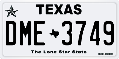 TX license plate DME3749