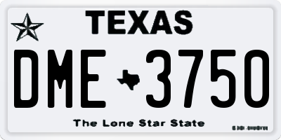 TX license plate DME3750