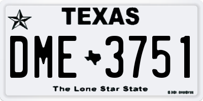 TX license plate DME3751