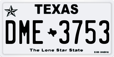 TX license plate DME3753