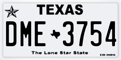 TX license plate DME3754