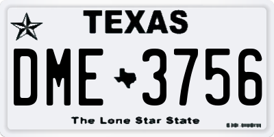 TX license plate DME3756
