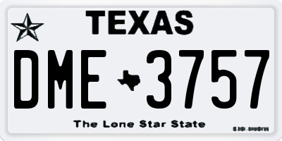 TX license plate DME3757