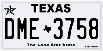 TX license plate DME3758