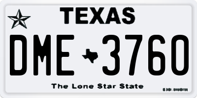 TX license plate DME3760