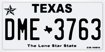 TX license plate DME3763
