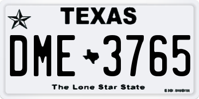 TX license plate DME3765