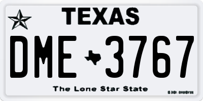 TX license plate DME3767