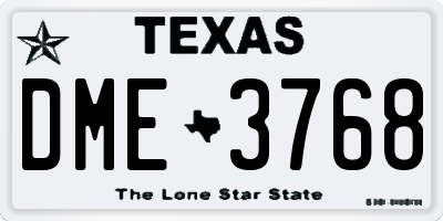 TX license plate DME3768