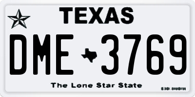 TX license plate DME3769
