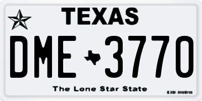 TX license plate DME3770