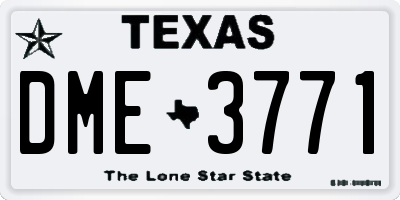 TX license plate DME3771