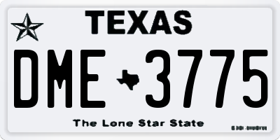 TX license plate DME3775