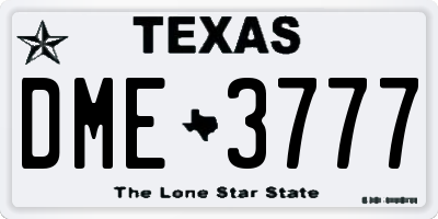 TX license plate DME3777
