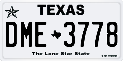 TX license plate DME3778
