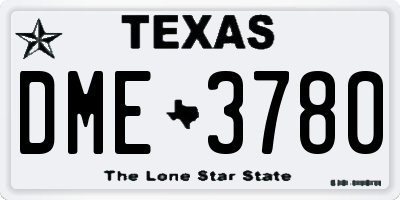 TX license plate DME3780