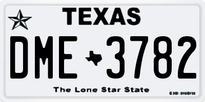 TX license plate DME3782