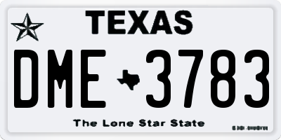 TX license plate DME3783
