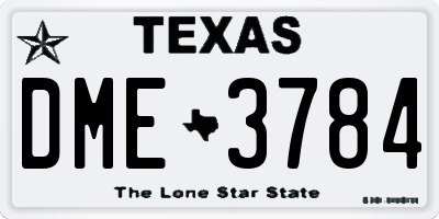 TX license plate DME3784