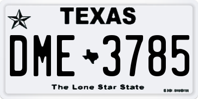 TX license plate DME3785