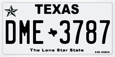 TX license plate DME3787