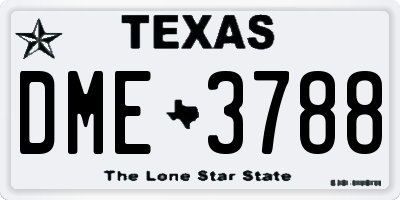 TX license plate DME3788
