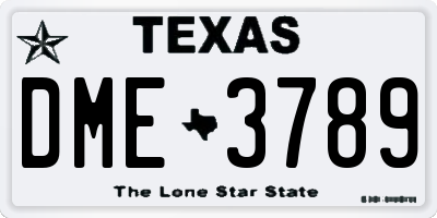 TX license plate DME3789