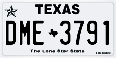 TX license plate DME3791