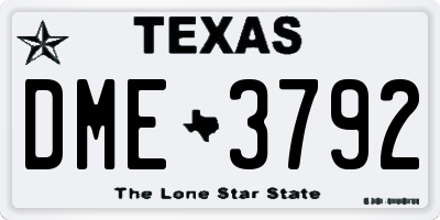 TX license plate DME3792