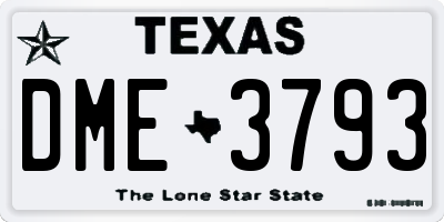 TX license plate DME3793