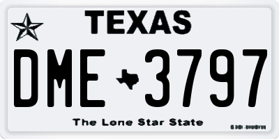 TX license plate DME3797