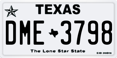 TX license plate DME3798