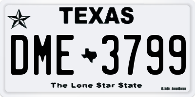 TX license plate DME3799