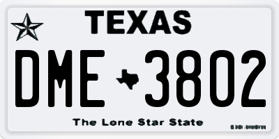 TX license plate DME3802