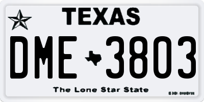 TX license plate DME3803