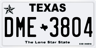 TX license plate DME3804