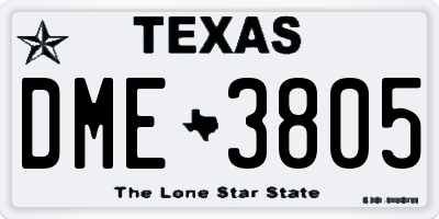 TX license plate DME3805