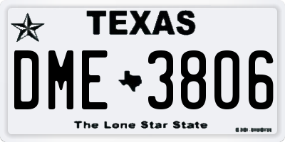 TX license plate DME3806