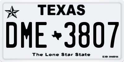 TX license plate DME3807