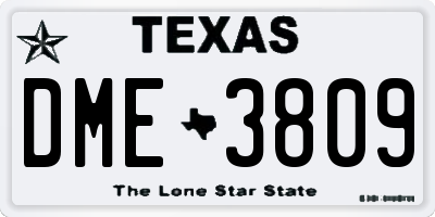 TX license plate DME3809