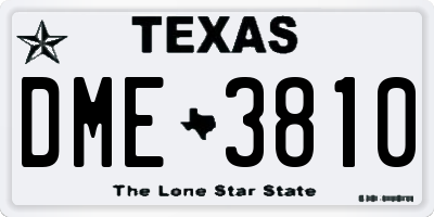 TX license plate DME3810
