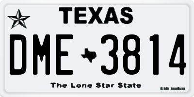 TX license plate DME3814
