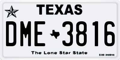 TX license plate DME3816