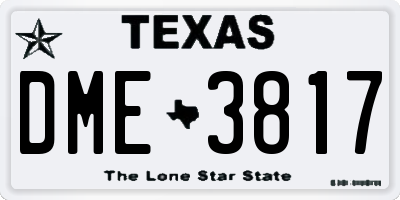 TX license plate DME3817