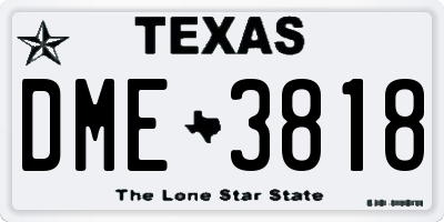TX license plate DME3818