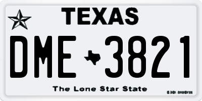 TX license plate DME3821