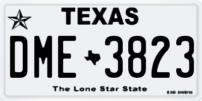 TX license plate DME3823