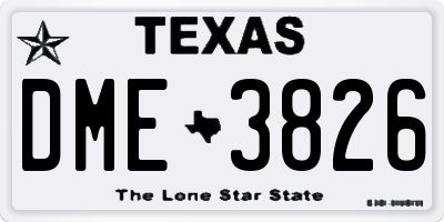 TX license plate DME3826