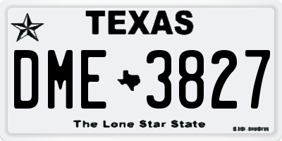 TX license plate DME3827