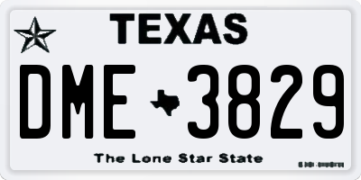 TX license plate DME3829
